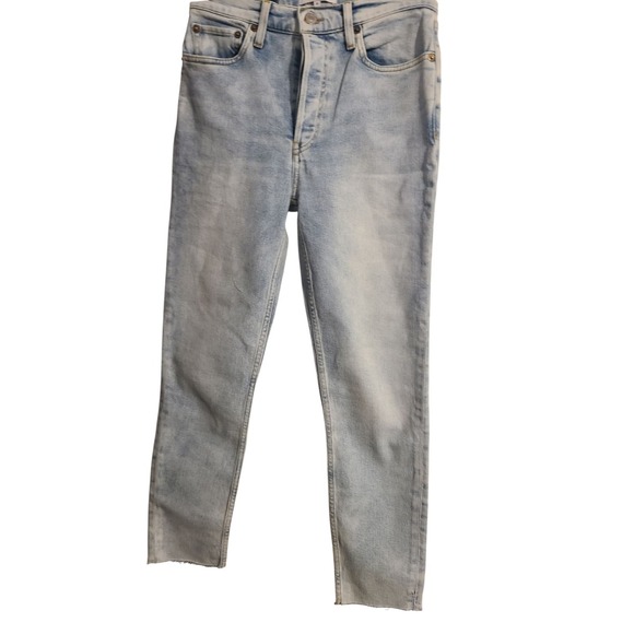 Re/Done High Rise Ankle Crop Jeans in‎ Mid 90s Women's 27x27 Raw Hem - Picture 1 of 7